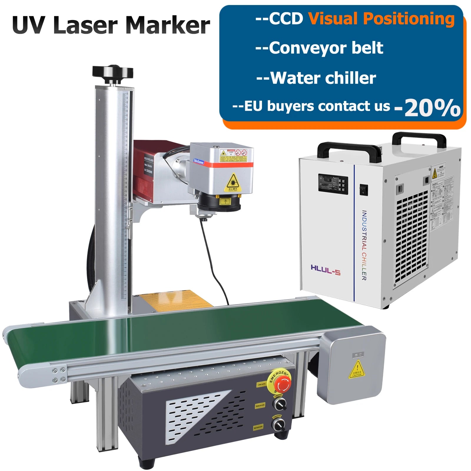 15W UV CCD Laser Marking Machine Automatic Visual Positioning Maker Camera Laser Engraver for Metal Plastic Glass