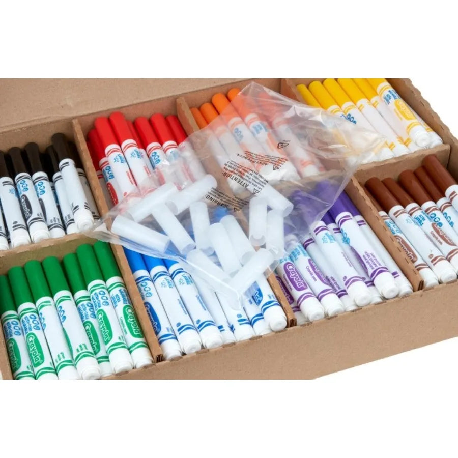 Crayola Broad Line Washable Markers - 200ct Bulk Markers for 8 Assorted Colors Ideal for School Classroom Arts Crafts Supplies