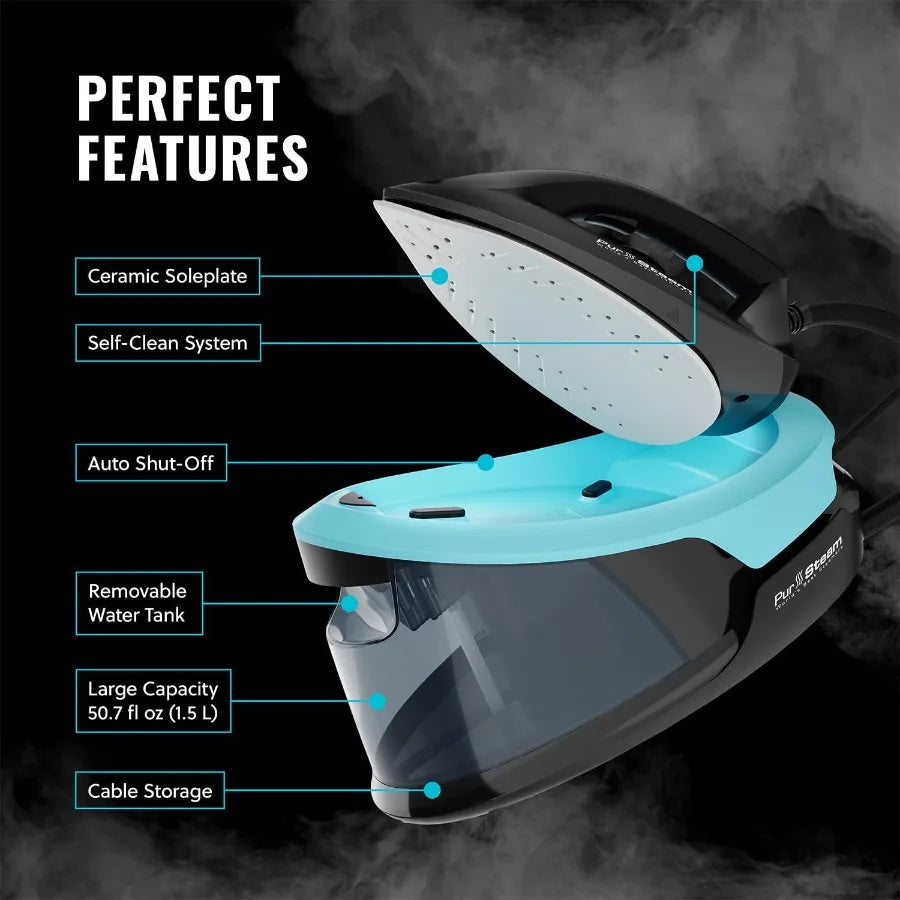 Ceramic Soleplate Steam Iron Fast Heat Up Self-Clean