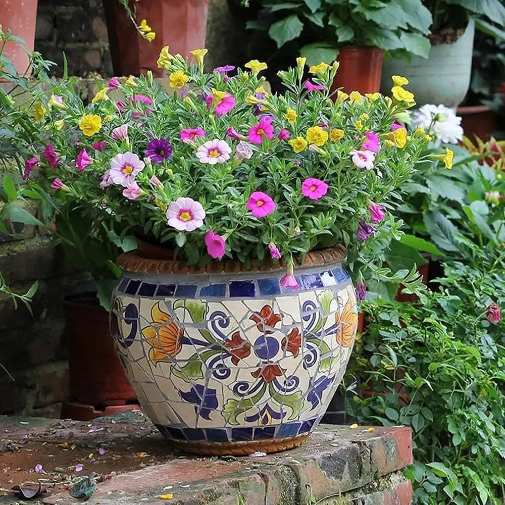 Ceramic Flower Pot, Large Garden Planter, Handmade Multicolored Plant Pot, Indoor Outdoor Plant Pots, Decorative Moroccan