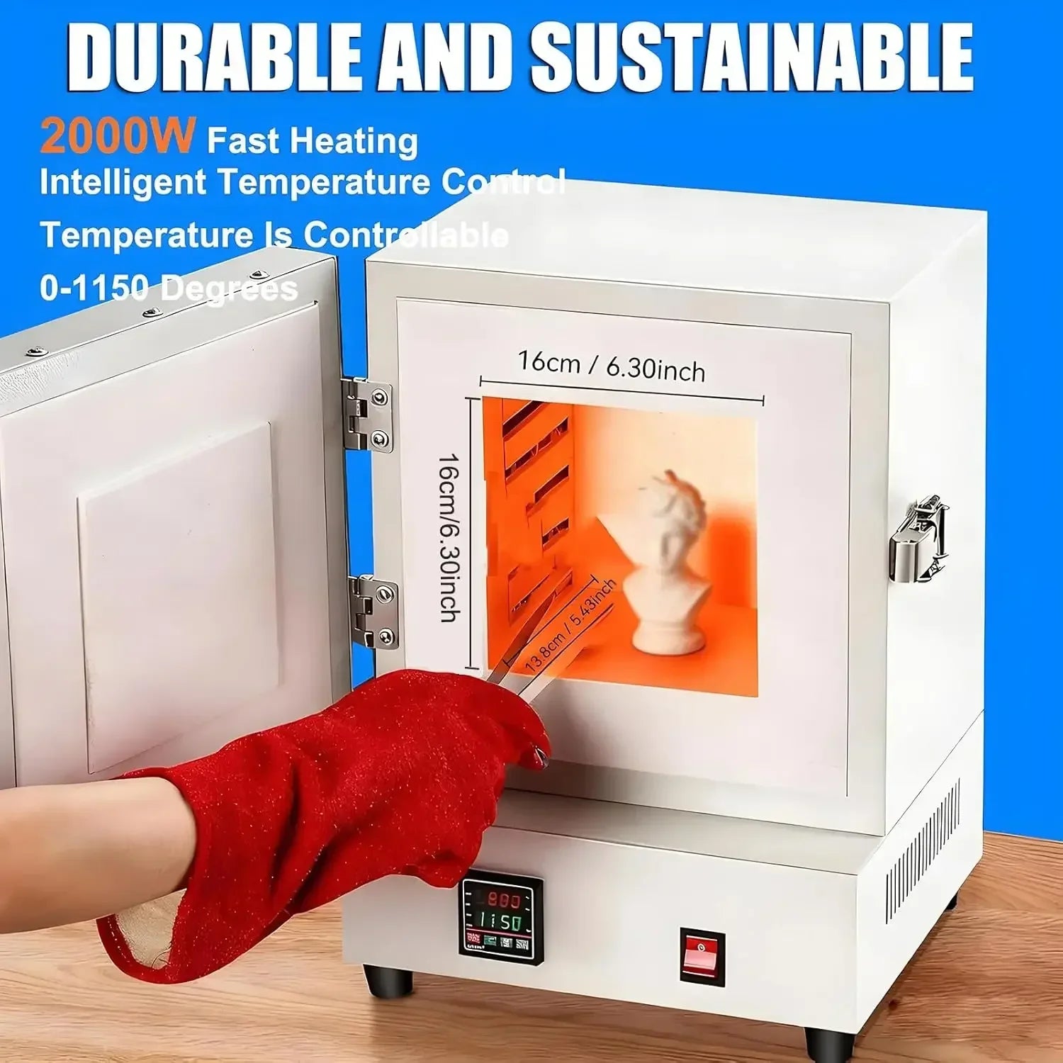 Electric Kiln for Jewelry Making, Metal Casting, Pottery Glazing,2000w Electric Ceramic Laboratory Mu