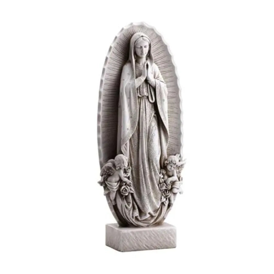 Outdoor Sculpture for Home or Church Our Lady of Guadalupe White with Gold Accents