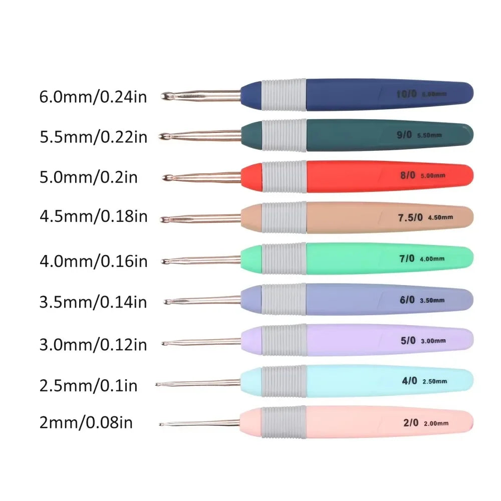 9Pcs Handle Sweater Needles Colorful Soft Handle Packaging Crochet Set