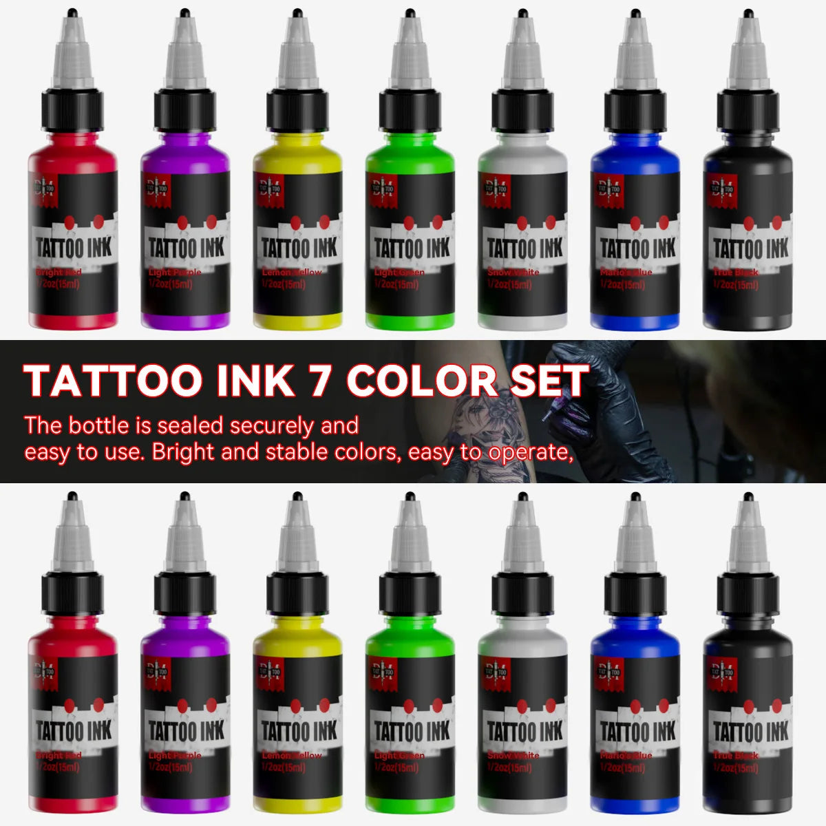 7 Colors Semi - Permanent Tattoo Body Ink  Art Pigment Professional Paint