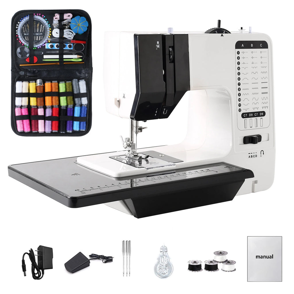 12 Stitch Mini Sewing Machine with Sewing Table and 113PCS Sewing Kit