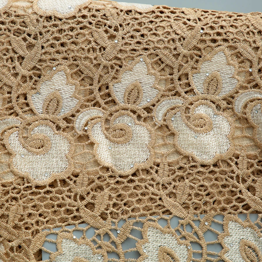 5 Yards of Nigerian African Guipure Water Soluble Embroidery Lace with Stones 
.Available in a variety of  (9) colors/designs.