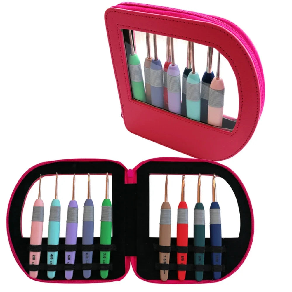 9Pcs Handle Sweater Needles Colorful Soft Handle Packaging Crochet Set