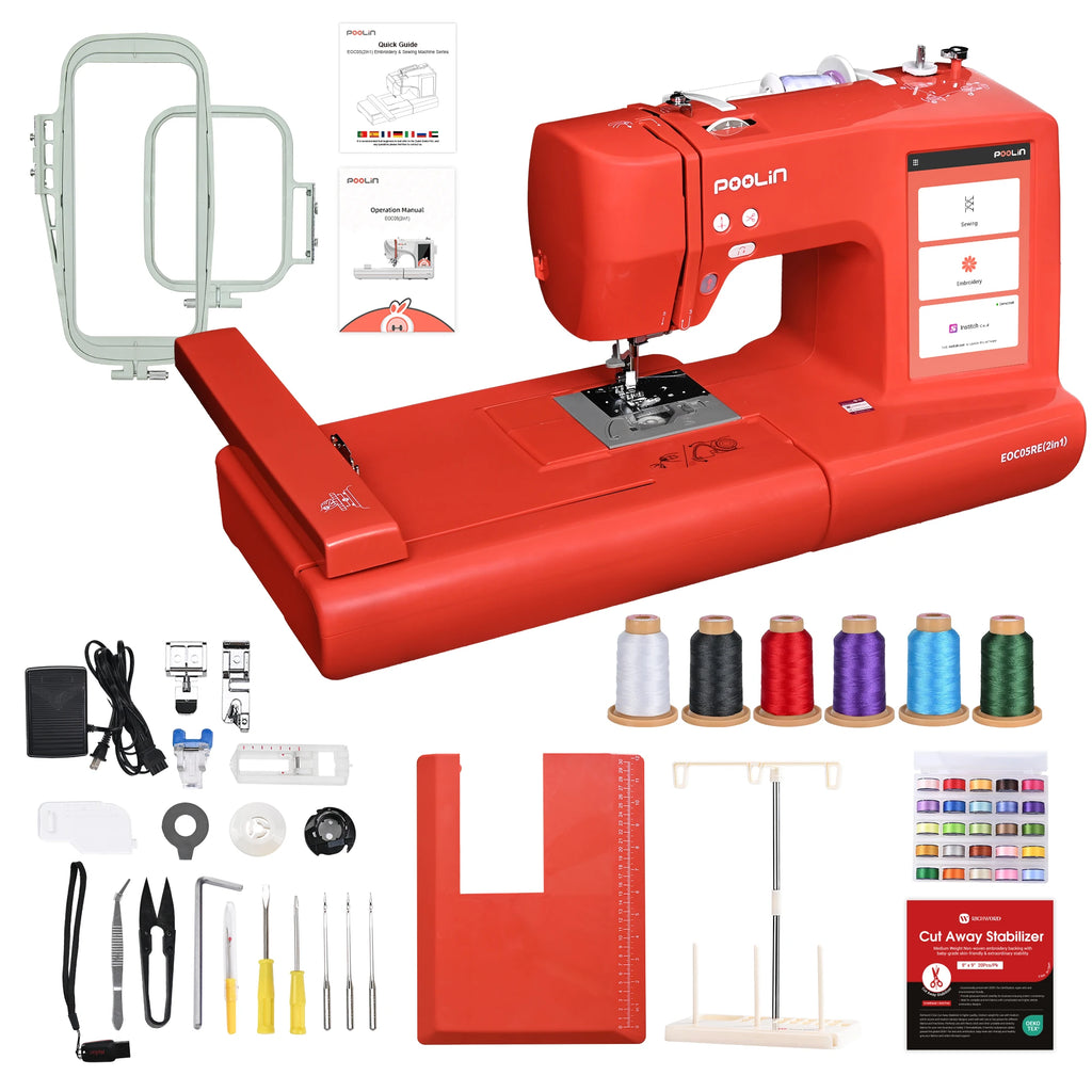 The 2 in 1 Embroidery Sewing Machine is a Computerized Home Machine for Beginners with a Starter Kit