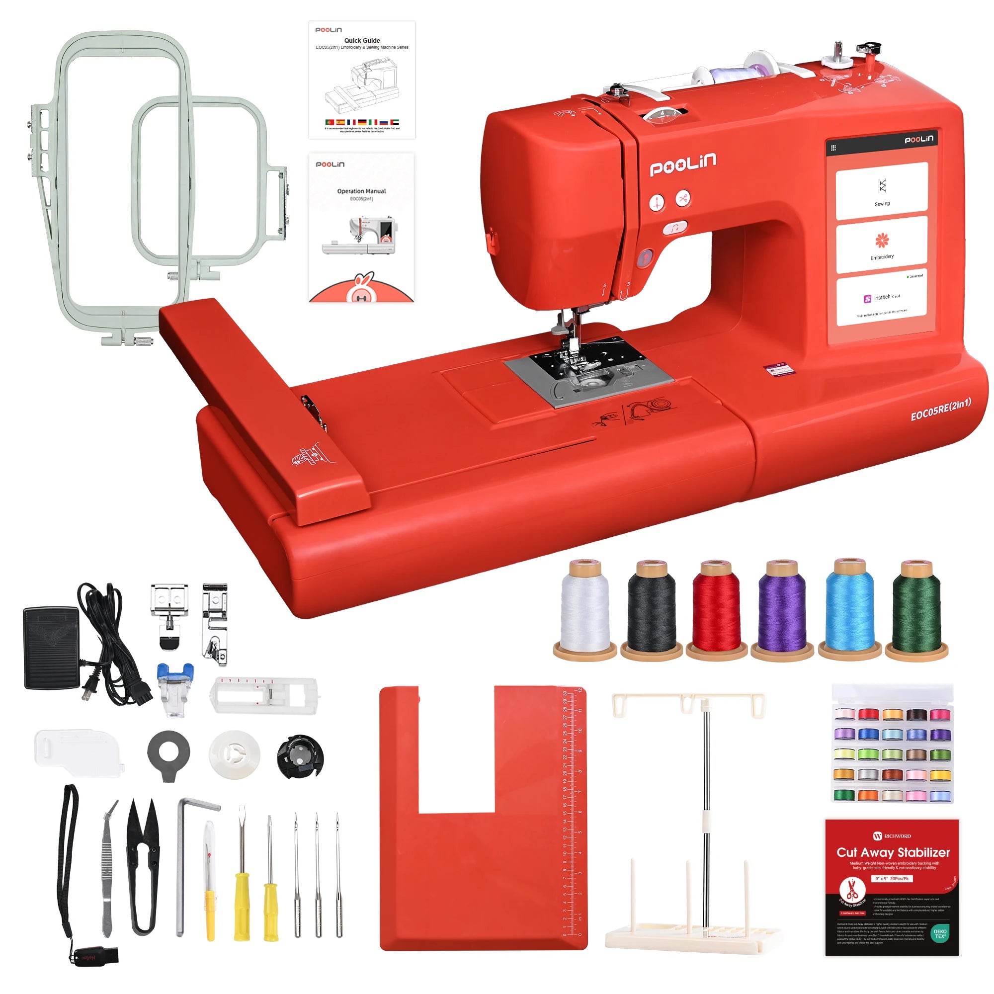The 2 in 1 Embroidery Sewing Machine is a Computerized Home Machine for Beginners with a Starter Kit