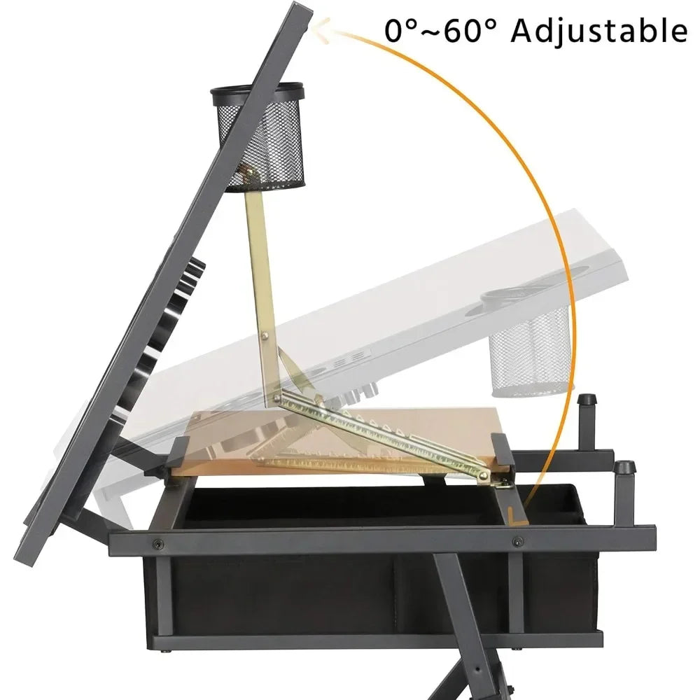 adjustable height artistic desk for drafting, sketching, and watercolor art