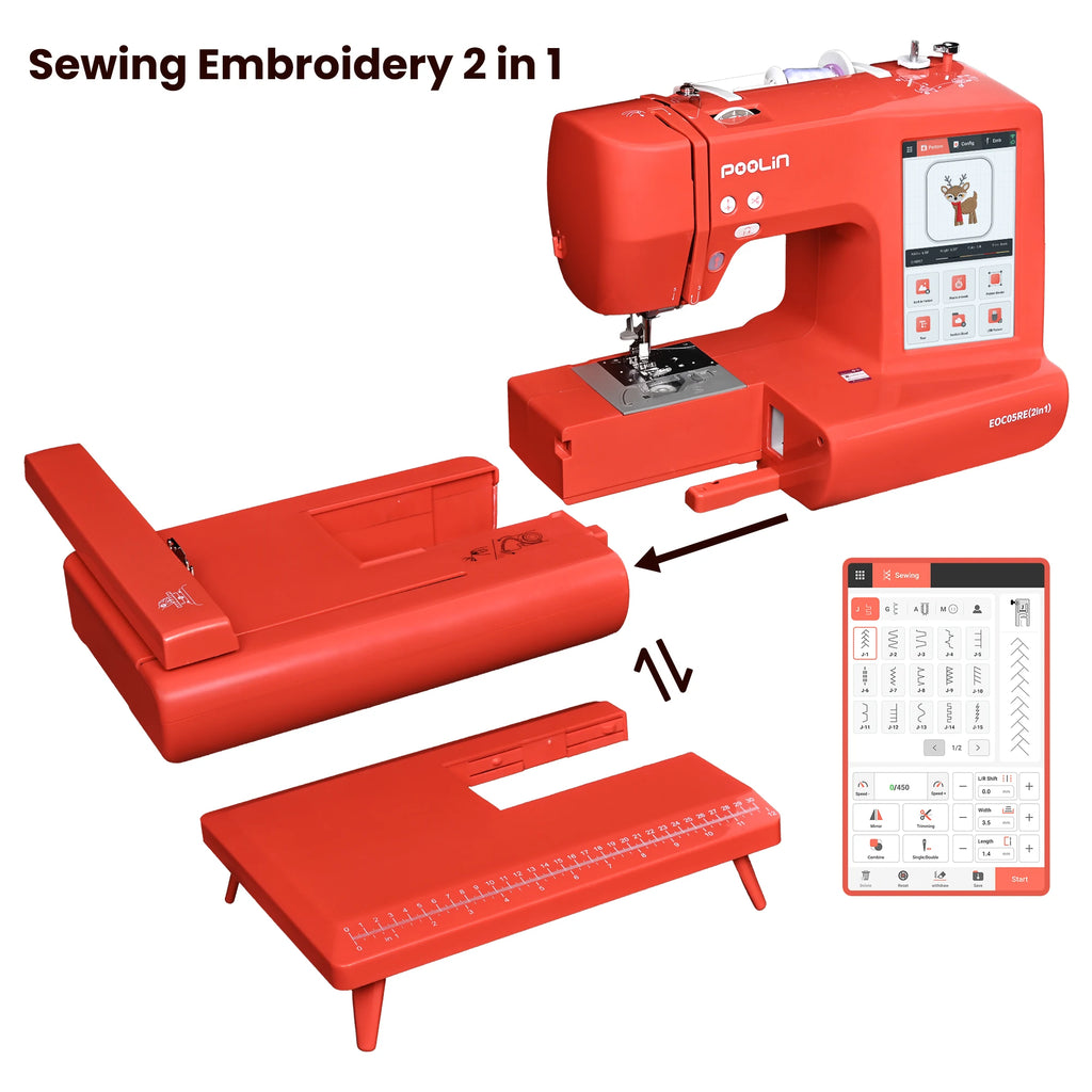 The 2 in 1 Embroidery Sewing Machine is a Computerized Home Machine for Beginners with a Starter Kit