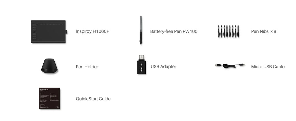 Graphics Drawing Tablet  Battery-Free Stylus and 12 Customized Hot Keys,