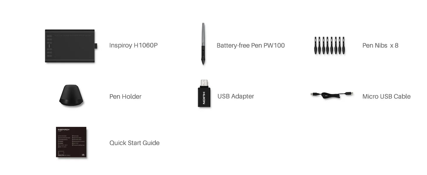 Graphics Drawing Tablet  Battery-Free Stylus and 12 Customized Hot Keys,