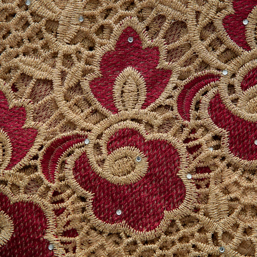 5 Yards of Nigerian African Guipure Water Soluble Embroidery Lace with Stones 
.Available in a variety of  (9) colors/designs.