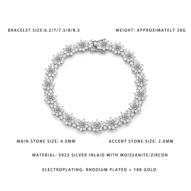 Silver Sparkling Sunflower Bracelet