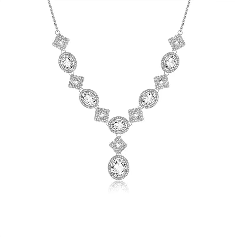 18K Gold Plated S925 Silver 14MM Moissanite V-Neck Necklace