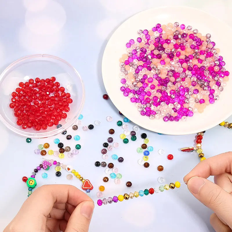 Faceted Glass Round Beads for Jewelry Making