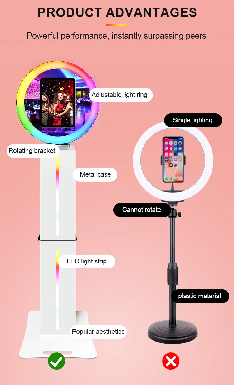 12.9' iPad Wedding Photo Booth with Ring Light for events