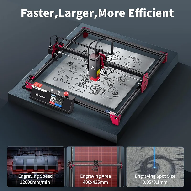 Metal & Wood Laser Cutter Engraver 3.5” Touch Scree Phone & WIFI